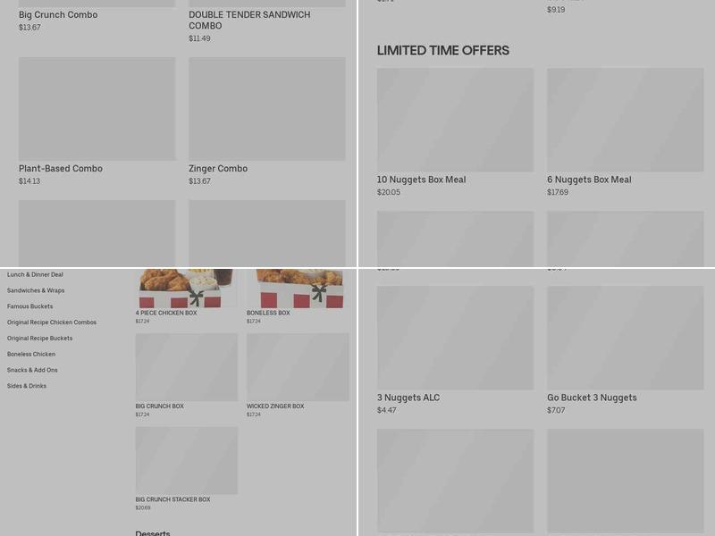 KFC Menu