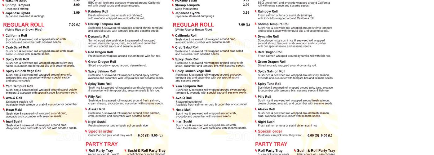 Sakura Ichiban Express Menu