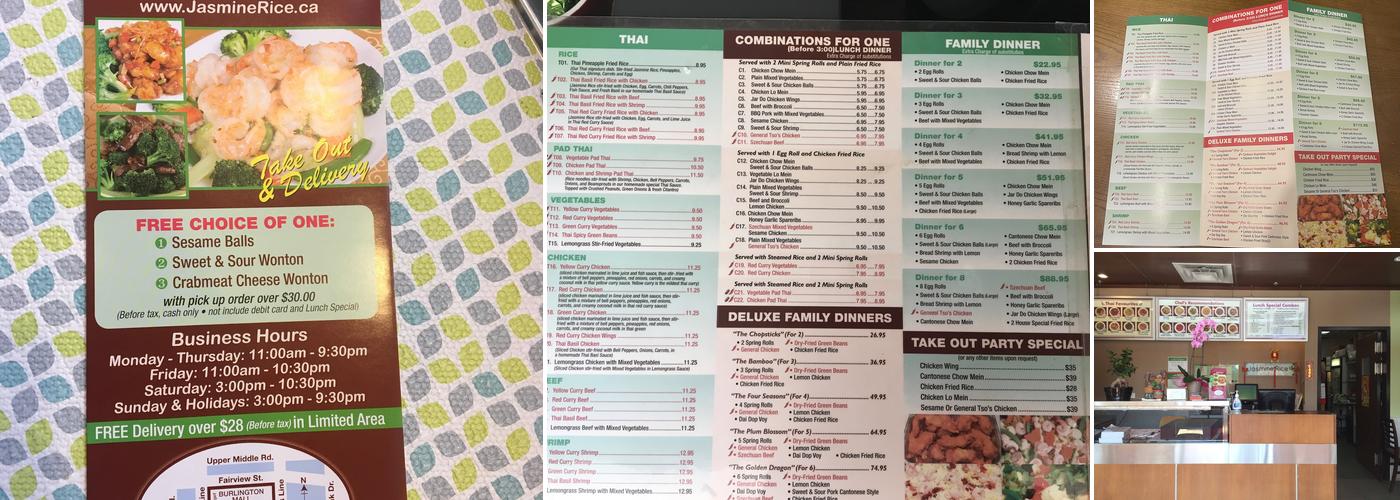 Jasmine Rice Menu