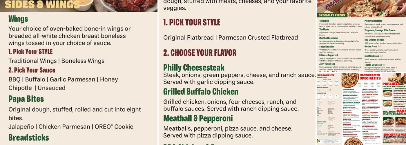Papa Johns Pizza Menu