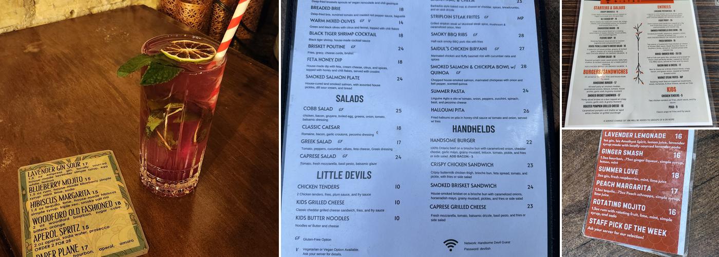 Handsome Devil Bistro Menu