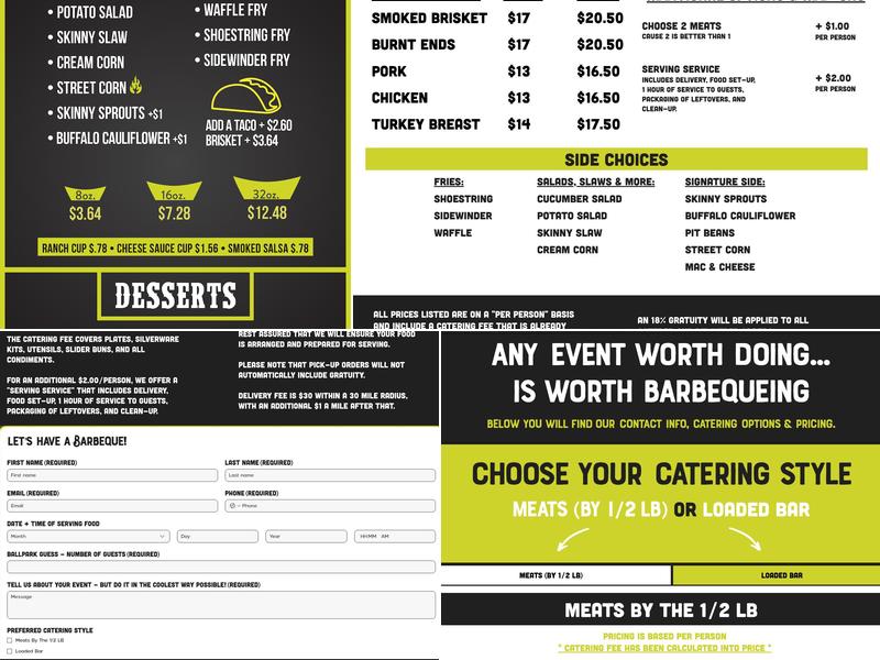 Skinny's Barbeque Menu