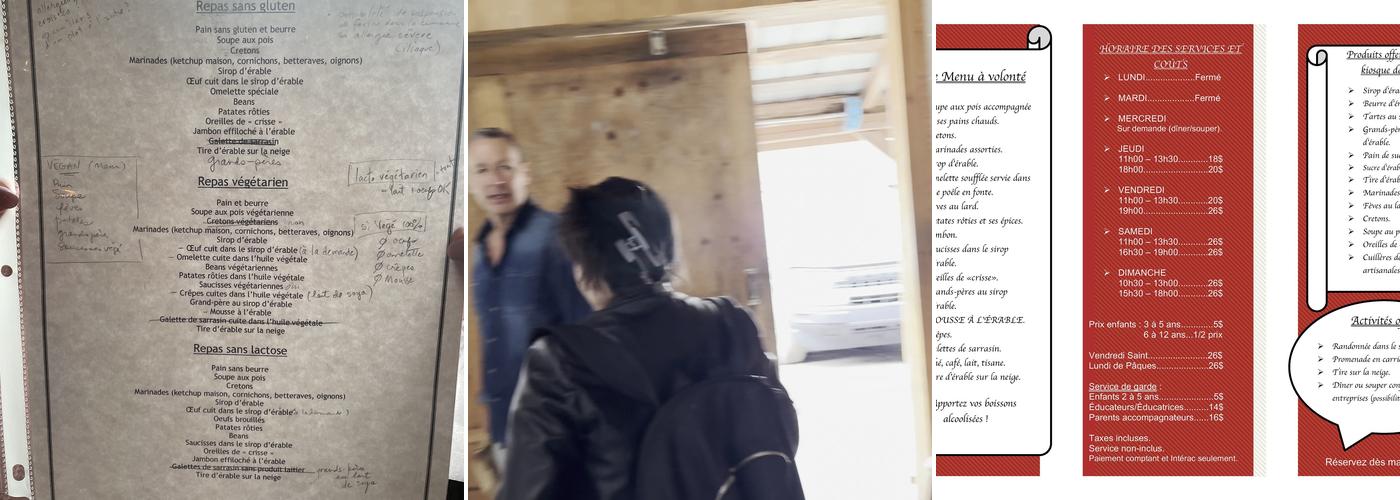 Au Pied de l'Érable Cabane à sucre Inc Menu