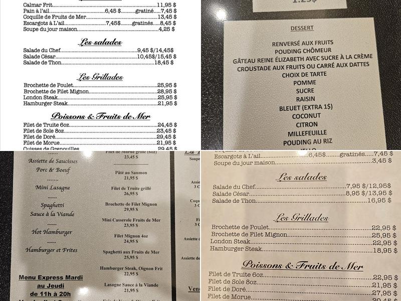Le Chalutier MLM Menu