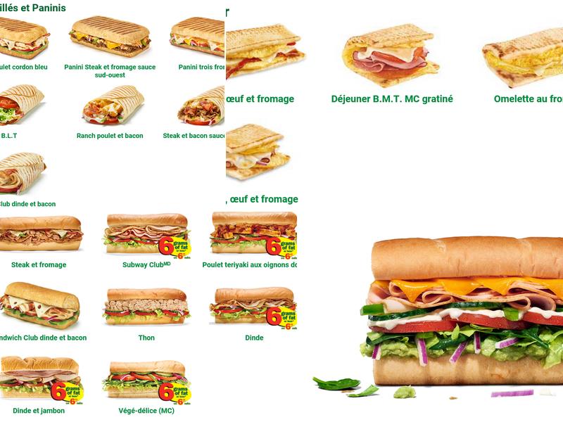 Subway Menu