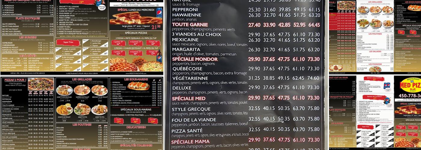 MED Pizza - Saint-Hyacinthe Menu