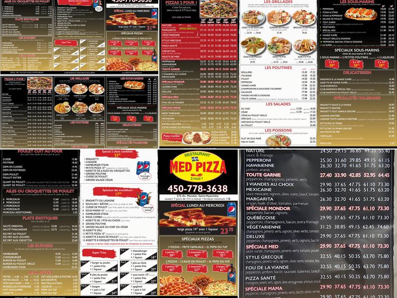MED Pizza - Saint-Hyacinthe Menu