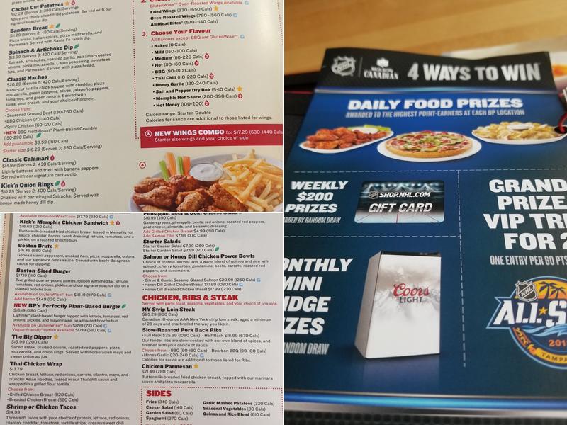 Boston Pizza Menu