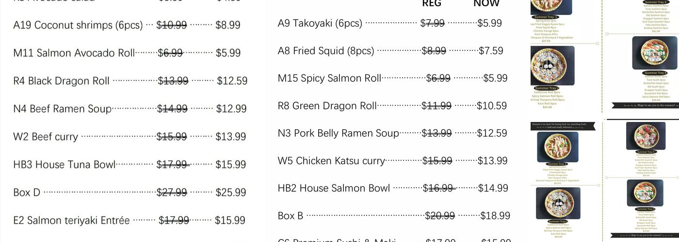 M&E House Sushi + Ramen Menu