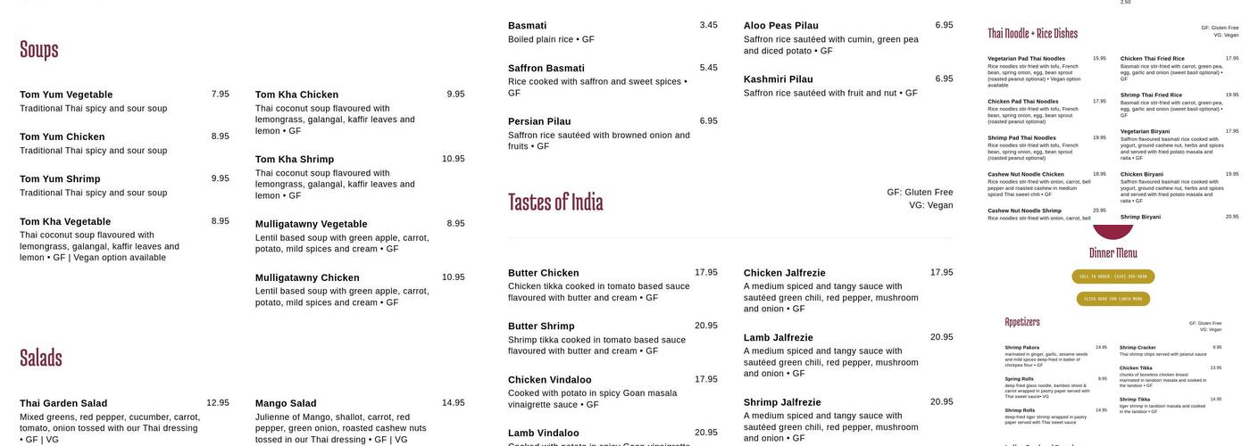 Mango Rain Menu