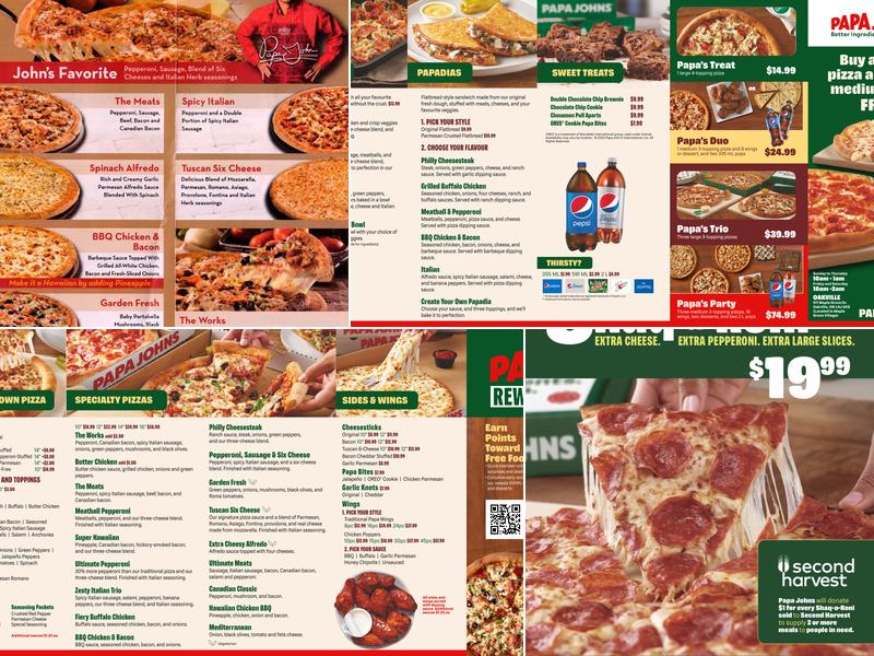 Papa Johns Pizza Menu