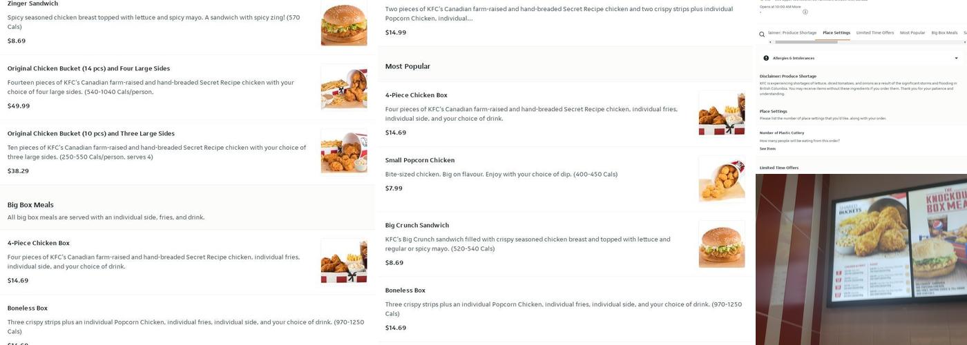 KFC Menu