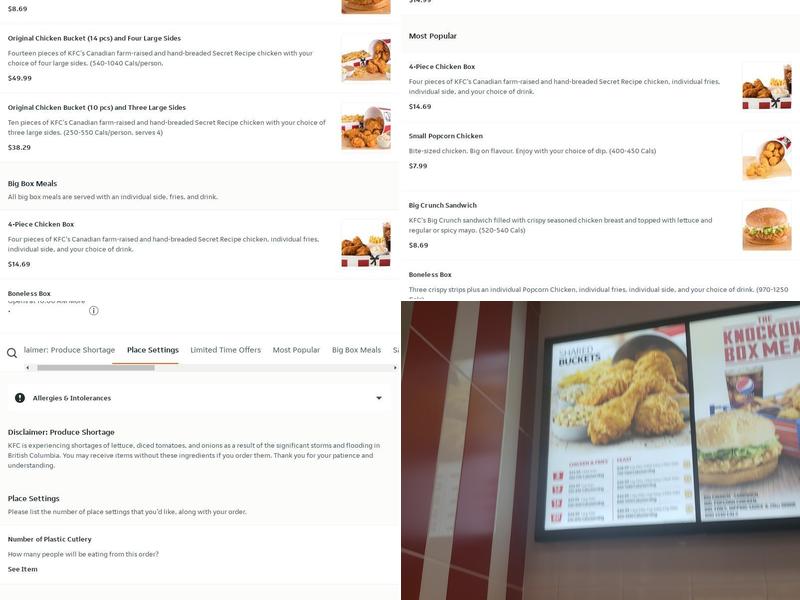 KFC Menu