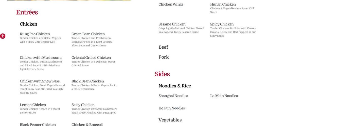 Manchu Wok Menu