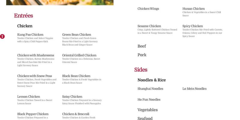 Manchu Wok Menu