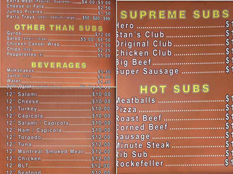 Mike's Subs Menu