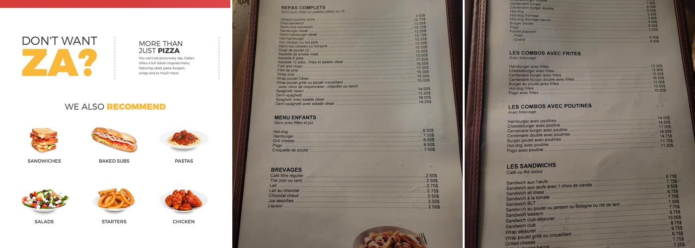 Gabriel Pizza Buckingham Menu