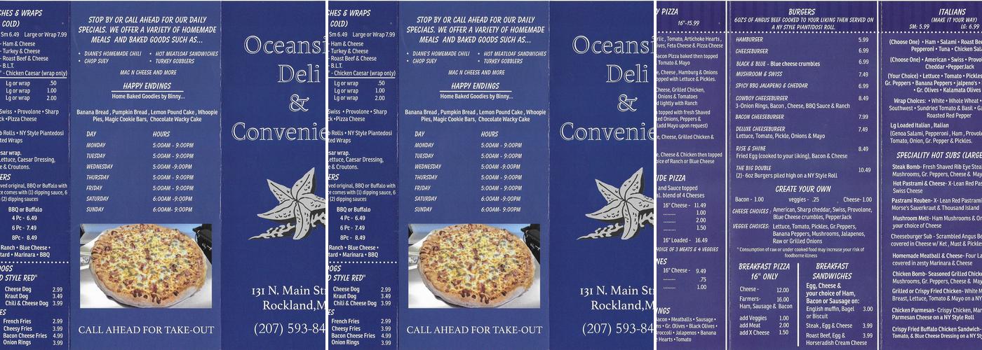 Oceanside Deli Menu