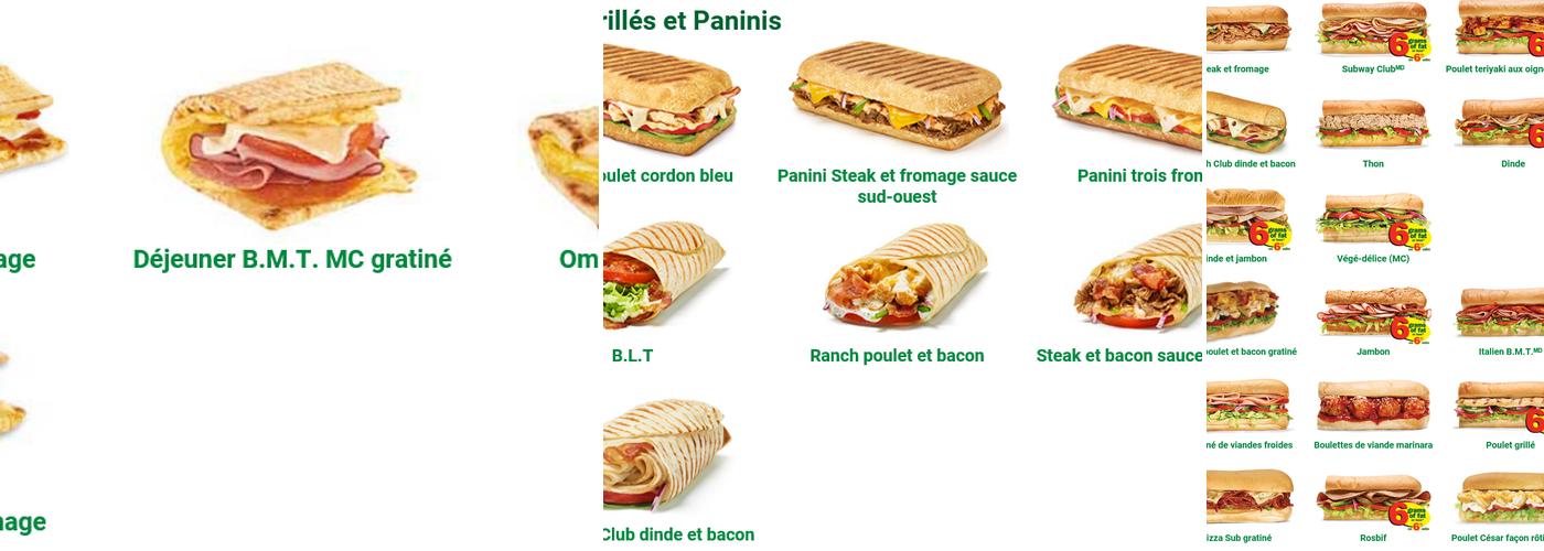 Subway Menu