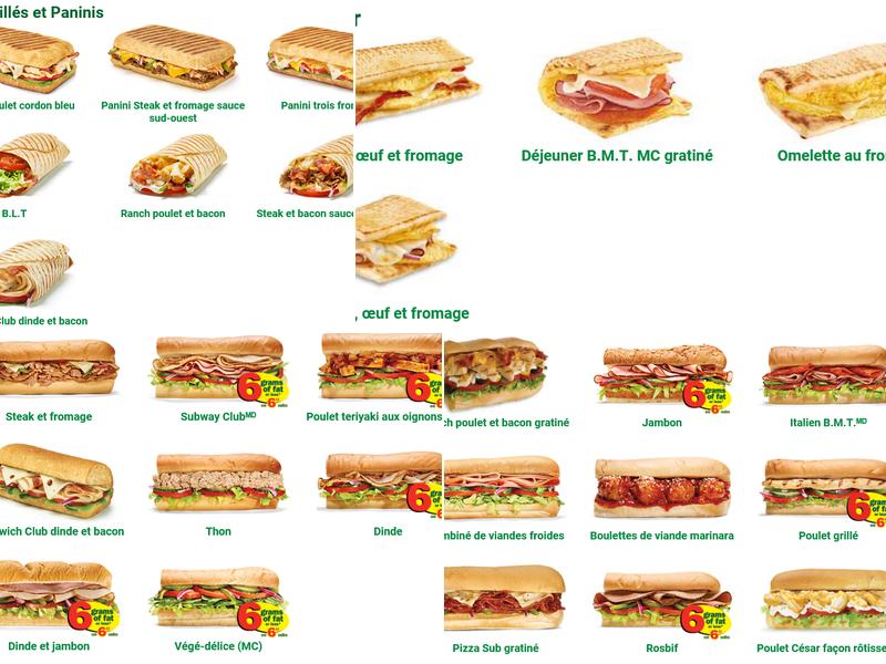 Subway Menu