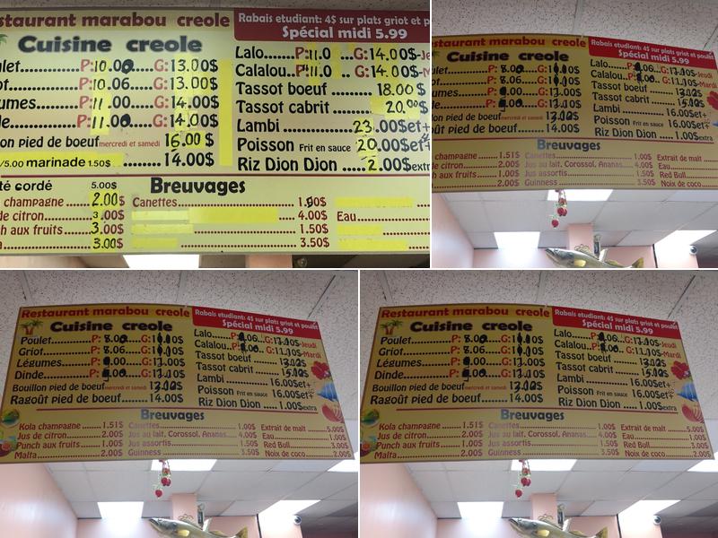 Marabou Menu