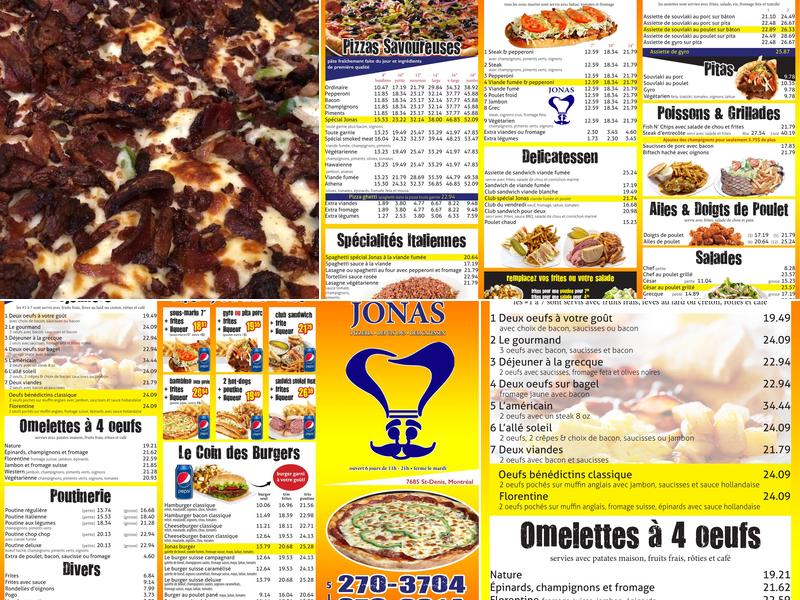 Jonas Restaurant Menu