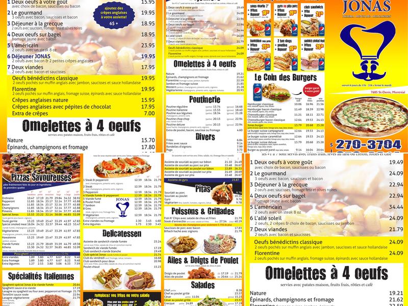 Jonas Restaurant Menu