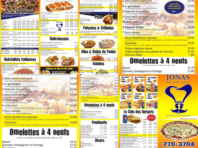 Jonas Restaurant Menu