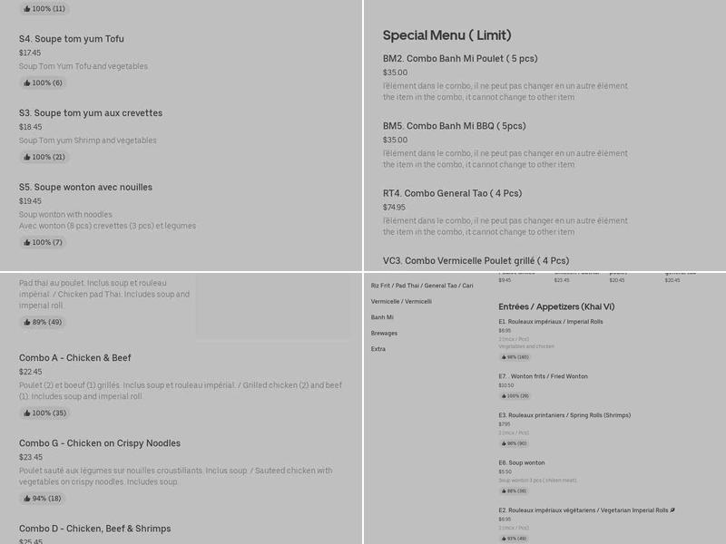 Restaurant Chez Tau Bay Menu