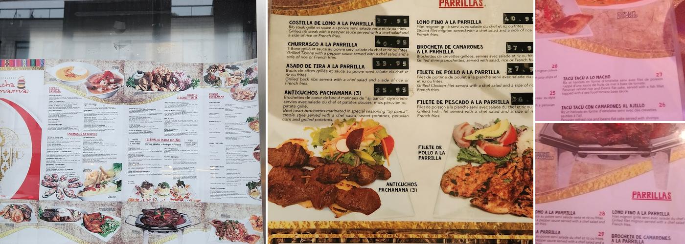 Restaurant Pachamama Menu