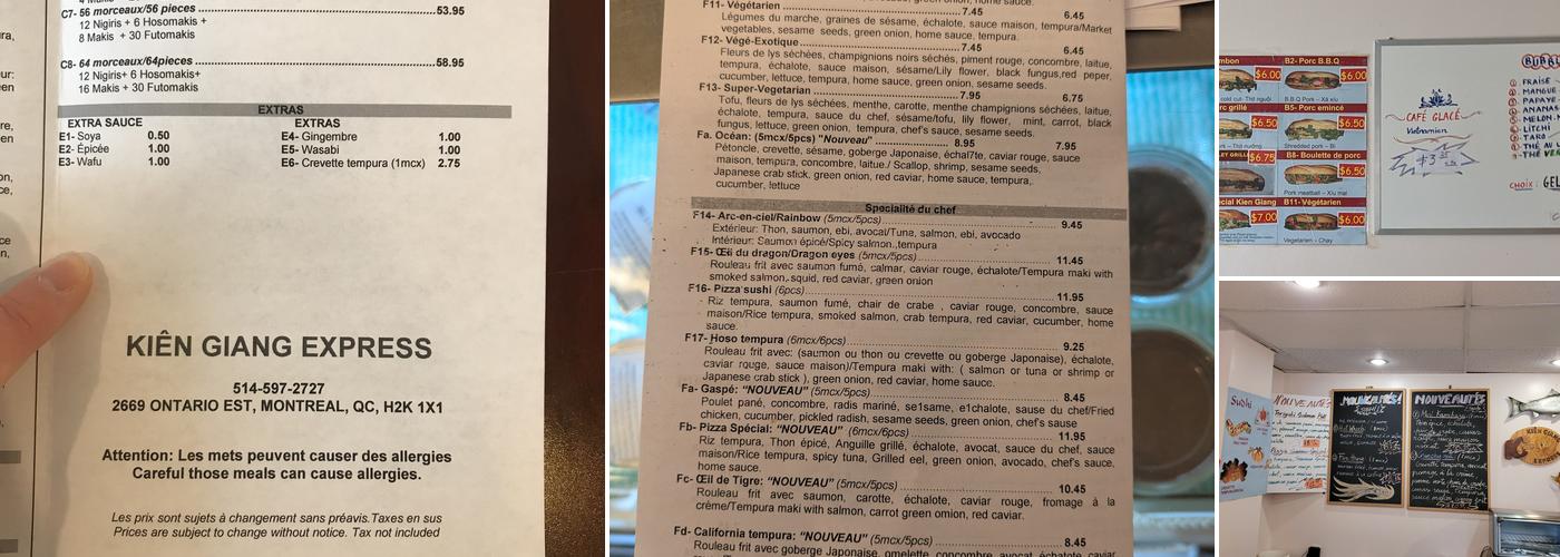 Restaurant Kien-Giang Exp Menu