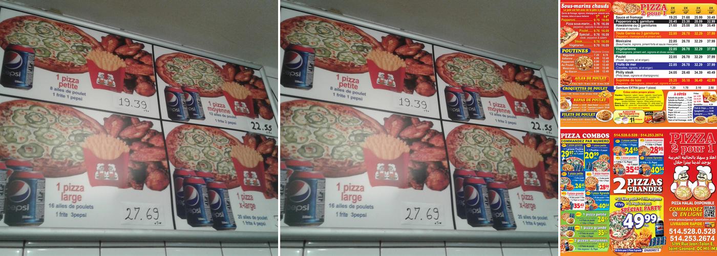 Pizza 2 Pour 1 Menu