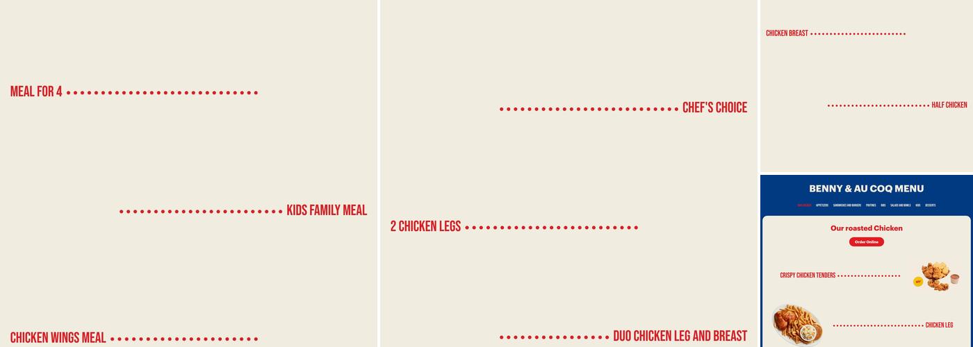 Rôtisseries Benny & Au Coq Menu