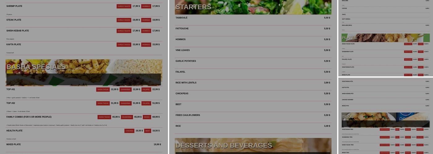 Basha Restaurant Menu
