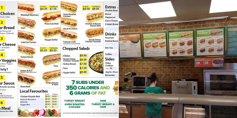 Subway Menu