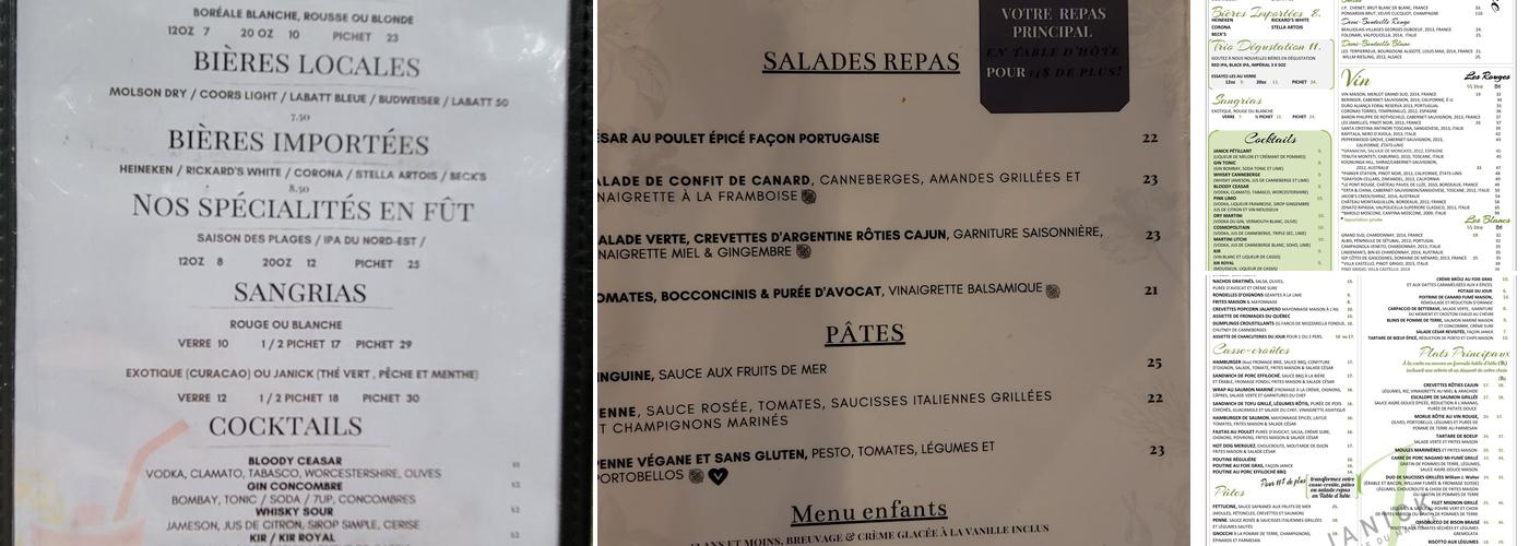 Restaurant Janick Menu