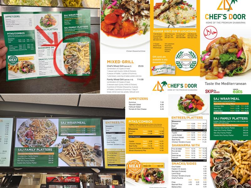 Chef's Door Premium Shawarma Menu