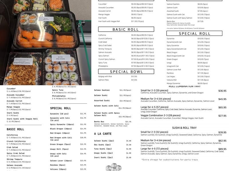 U-naru Sushi Menu
