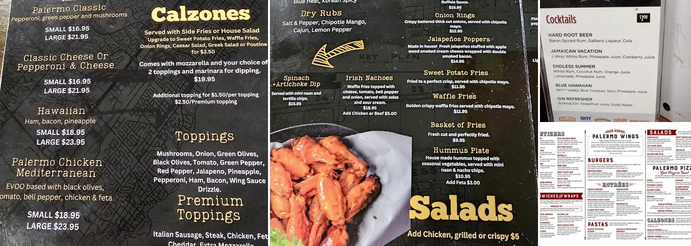 Palermo Pub Menu