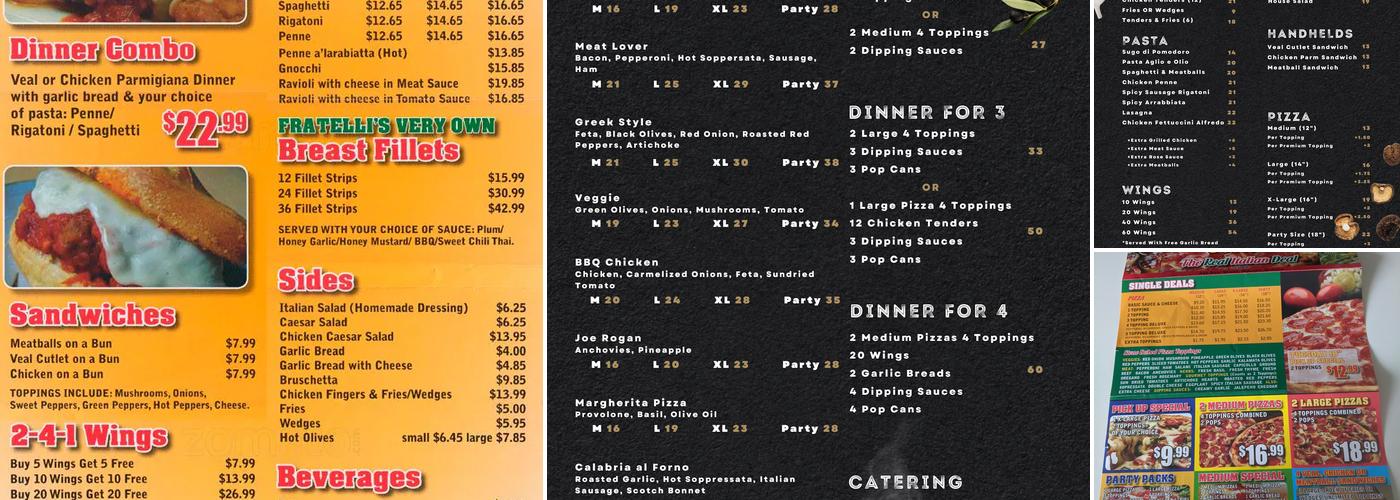 Fratelli Pizza Menu