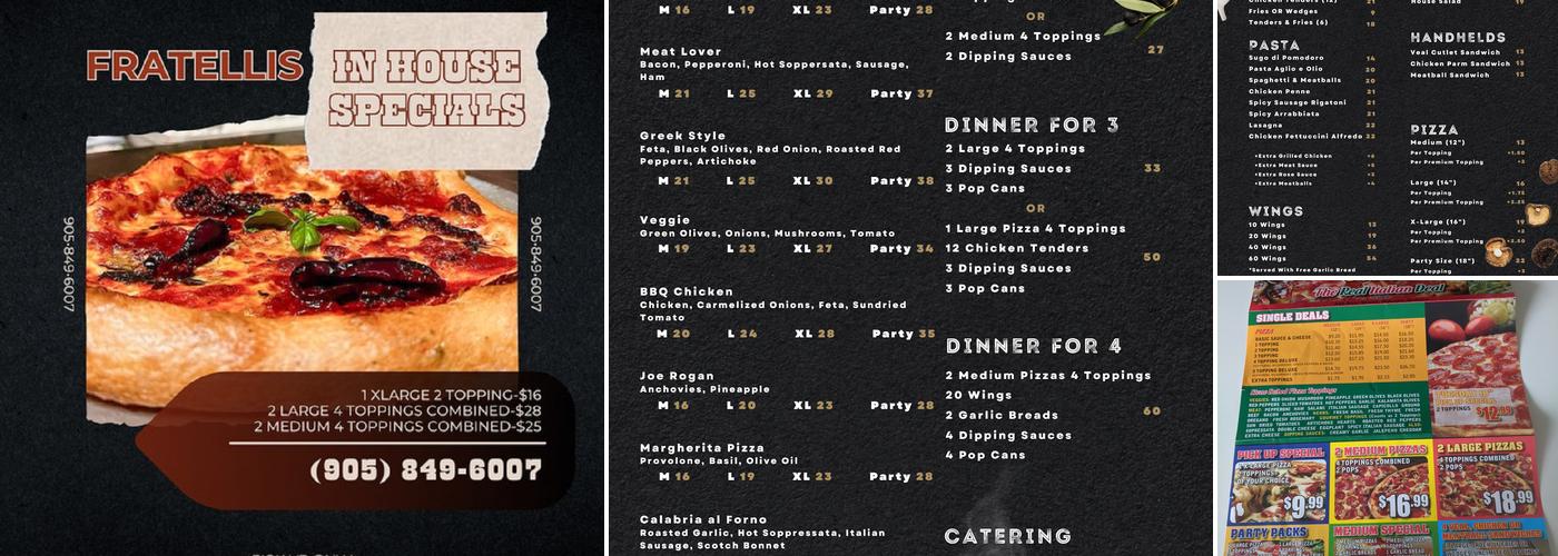 Fratelli Pizza Menu