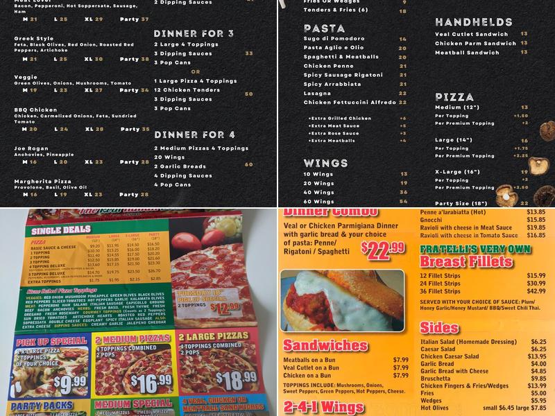 Fratelli Pizza Menu