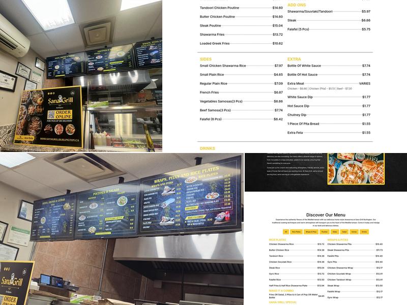 Sana Grill Burlington Menu