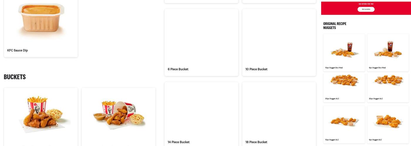 KFC Menu