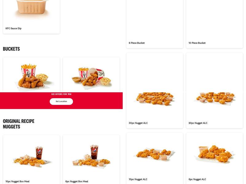 KFC Menu