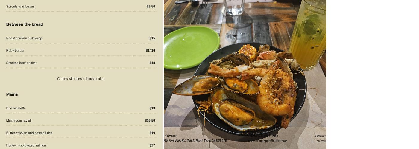 The Ruby - Wentworth Heights Menu