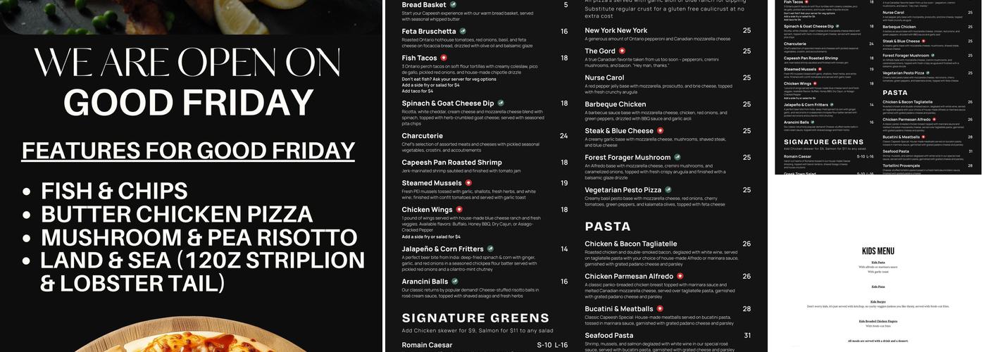 Capeesh Craft Kitchen & Cellar Menu
