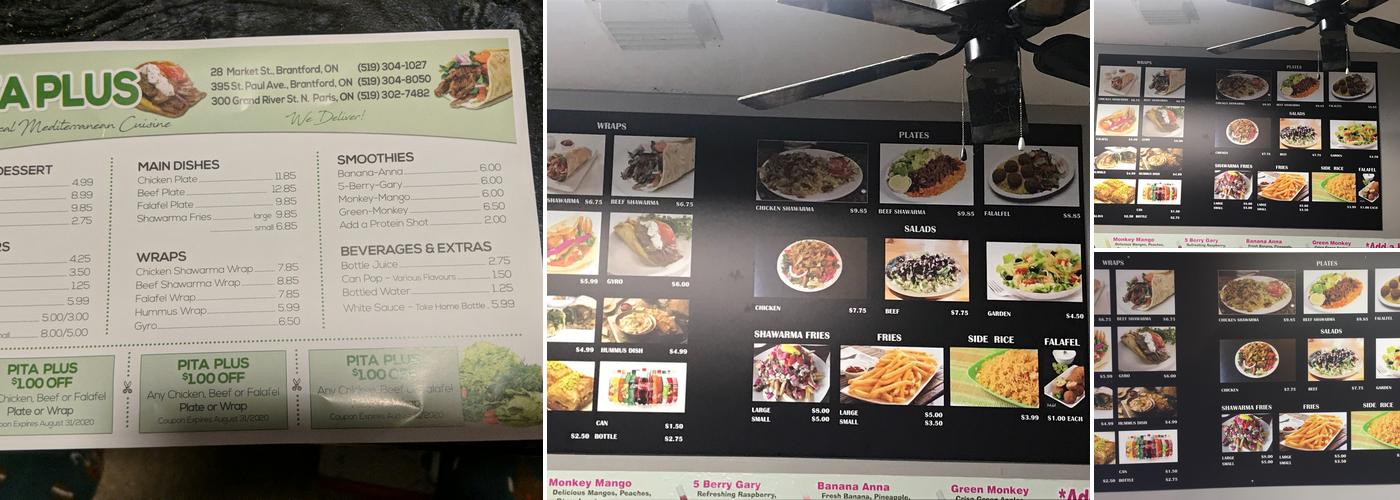 Pita Plus Paris Menu