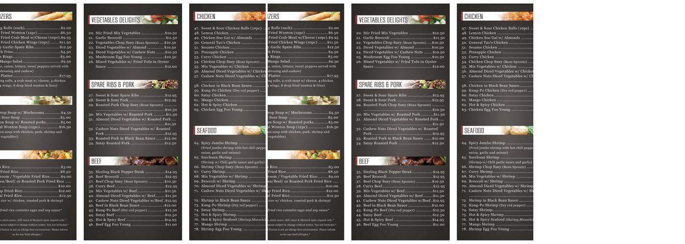 Enchanted Fusion Restaurant Menu