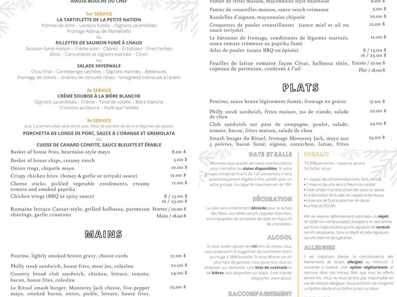 Le Rituel Menu